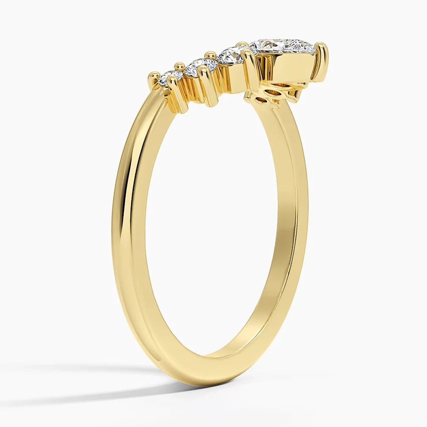 V-shaped Pear Lab Grown Diamond Ring in 14k Yellow Gold