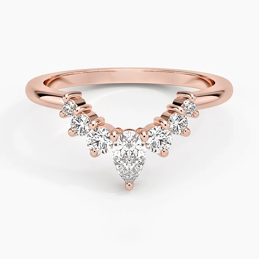 V-shaped Pear Lab Grown Diamond Ring in 14k Rose Gold