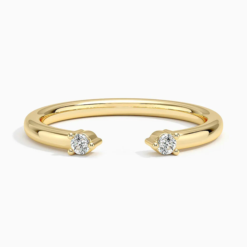 0.05 ctw Twin Round Lab Grown Diamond Open Ring in 14K Yellow Gold