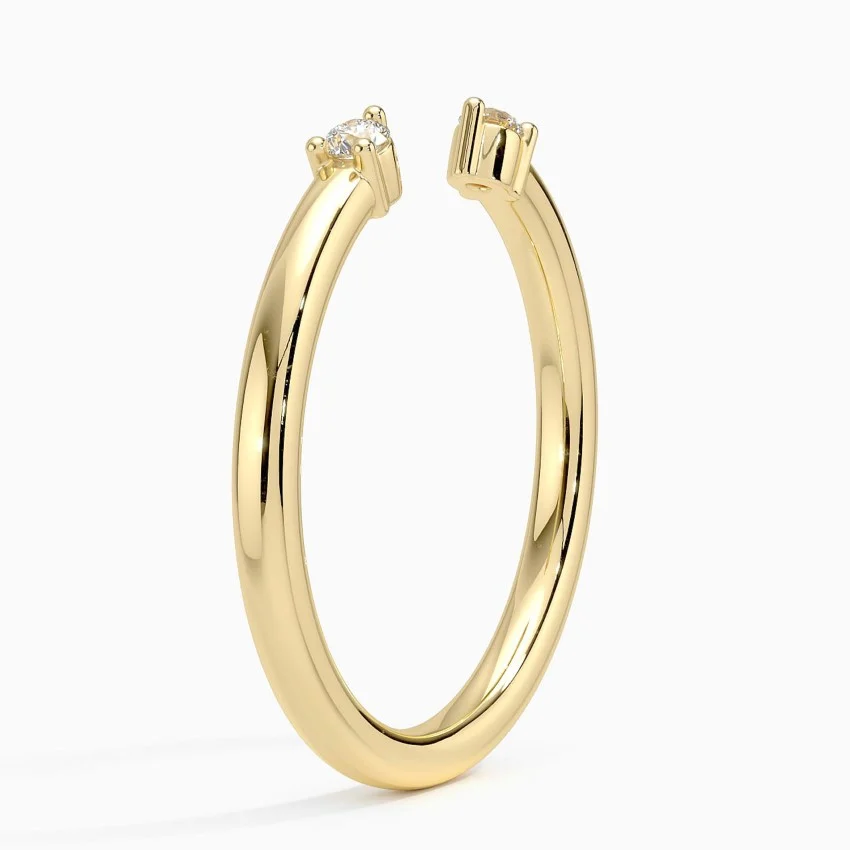 0.05 ctw Twin Round Lab Grown Diamond Open Ring in 14K Yellow Gold