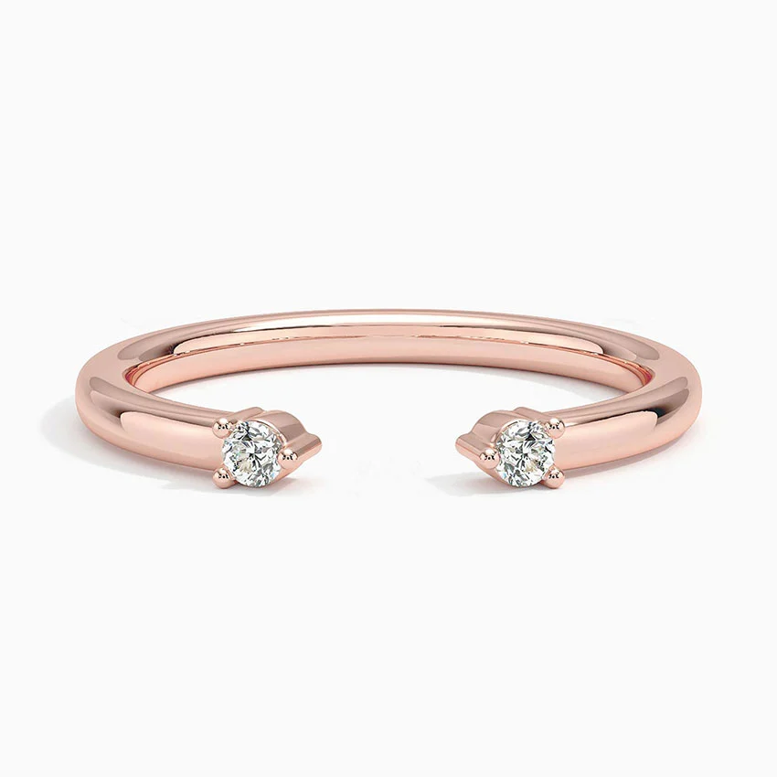 0.05 ctw Twin Round Lab Grown Diamond Open Ring in 14K Rose Gold