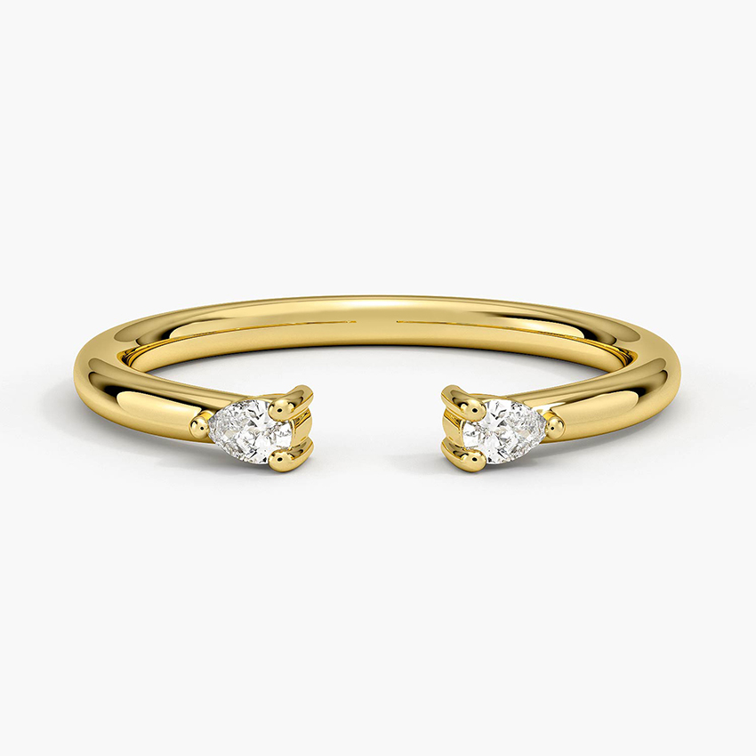 0.09ctw Pear Lab Grown Diamond Open Ring in 14k Yellow Gold