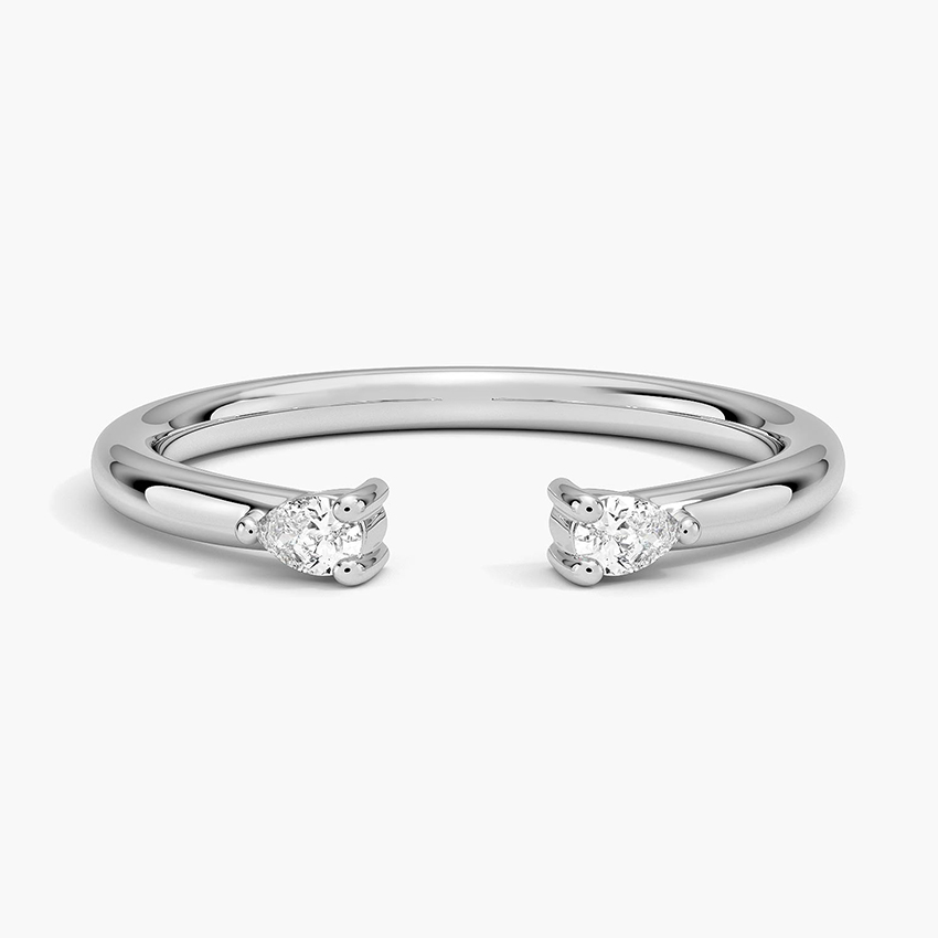 0.09ctw Pear Lab Grown Diamond Open Ring in 14k White Gold
