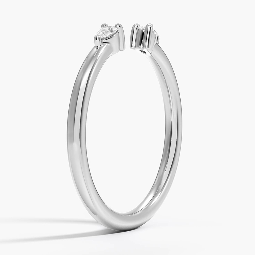 0.09ctw Pear Lab Grown Diamond Open Ring in 14k White Gold