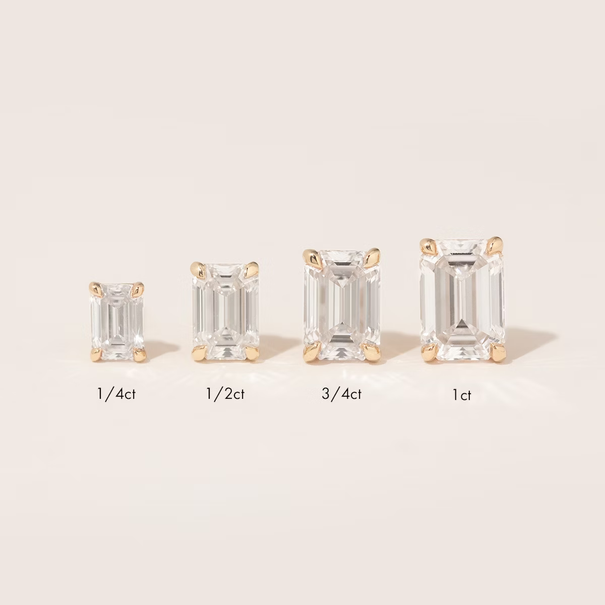 1 ctw Emerald Lab Grown Diamond Earstuds in 14k white gold (Pair)