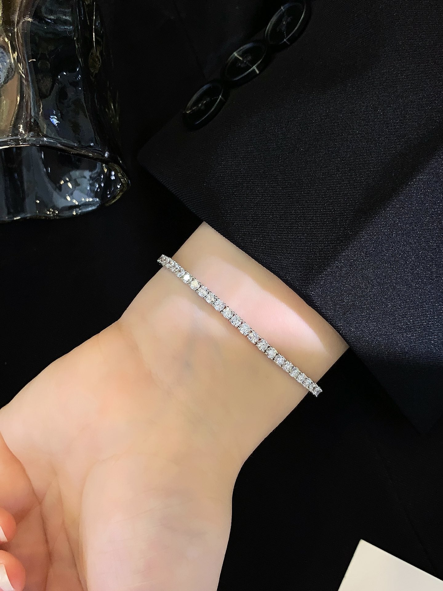 4.3ct.tw Round Lab Grown Diamond Tennis Bracelet 6-7.5 Inch in 14k White Gold