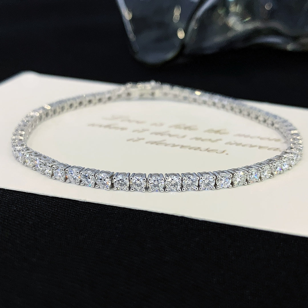 4.3ct.tw Round Lab Grown Diamond Tennis Bracelet 6-7.5 Inch in 14k White Gold