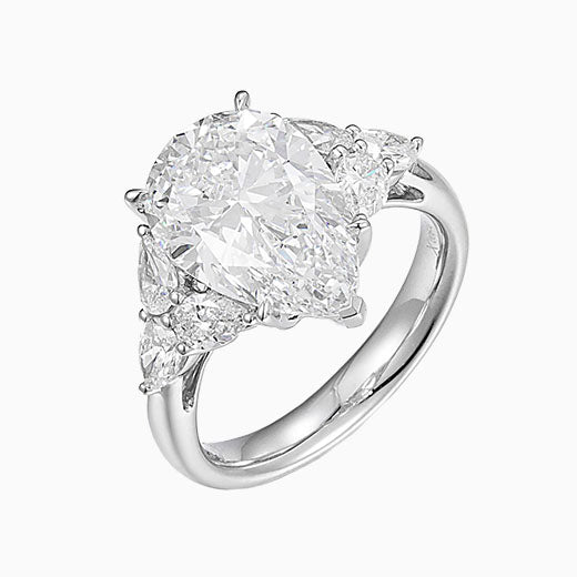 5 ct Pear Floral cluster Lab Grown Diamond Ring in Platinum