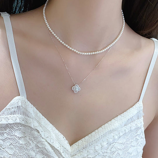 0.3ct Lab Grown Diamond Four Leaf Necklace in Platinum