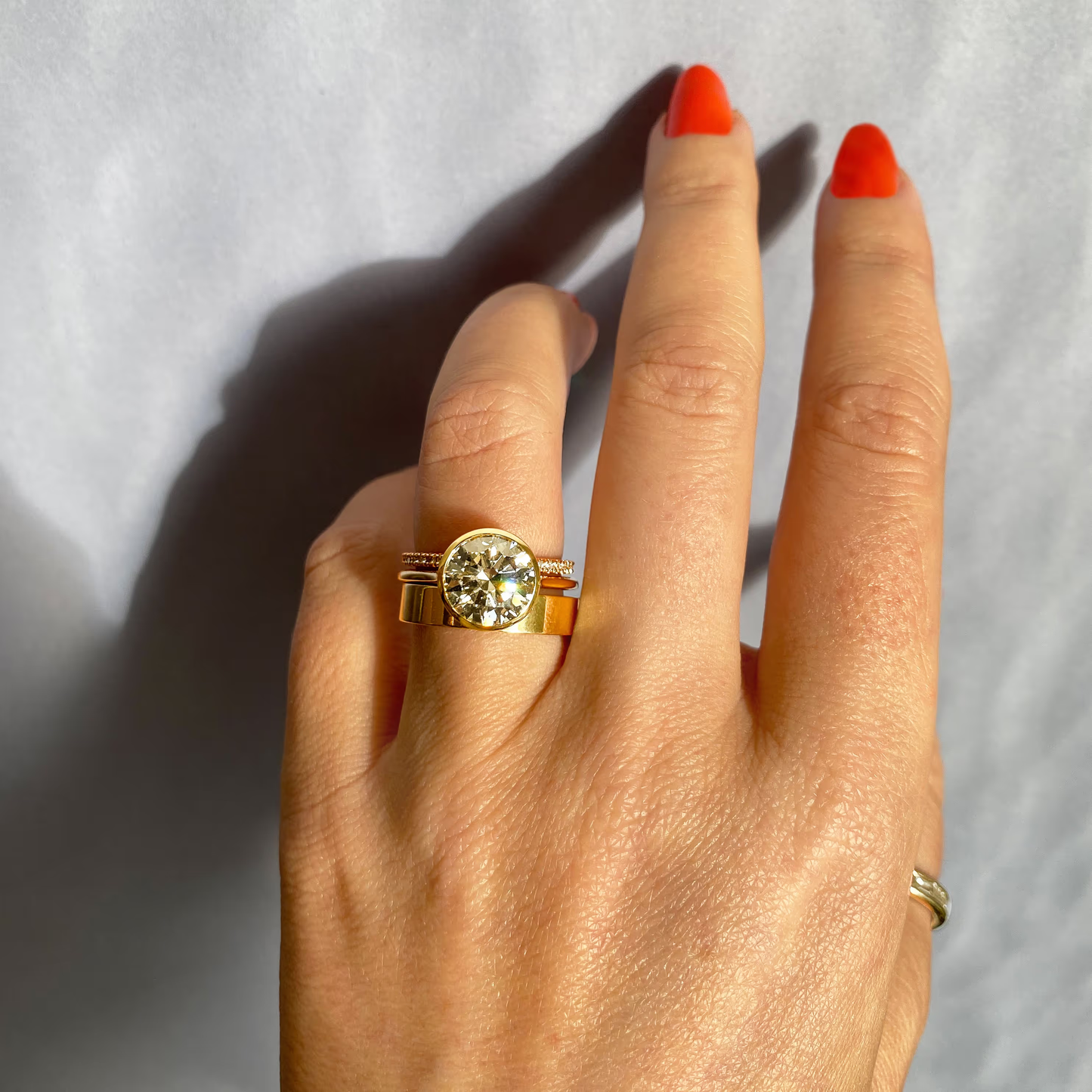 1 ct Round Bezel Lab Grown Diamond Engagement Ring in 14k Yellow Gold