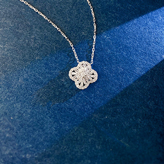 0.3ct Lab Grown Diamond Four Leaf Necklace in Platinum