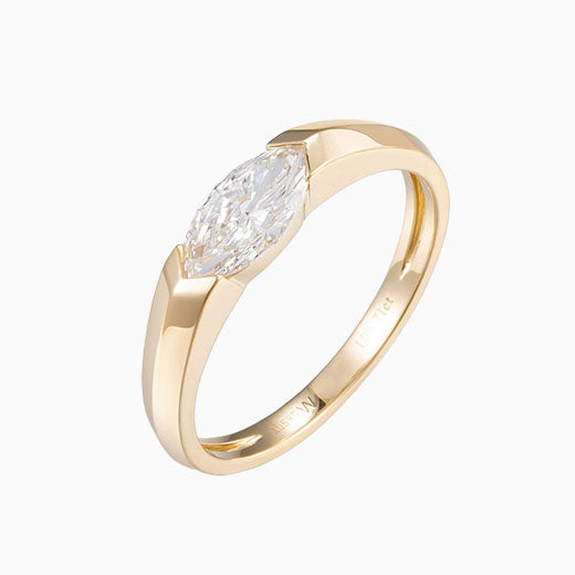 1 ct Marquise Lab Grown Diamond Engagement Ring in 14k Yellow Gold