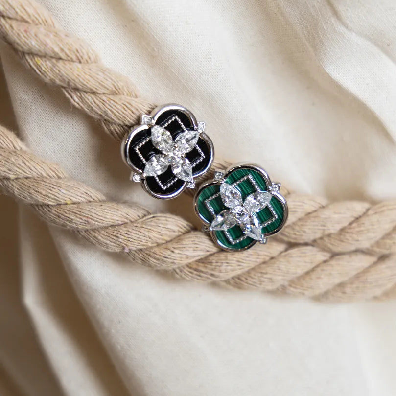 Malachite Clover Earrings 