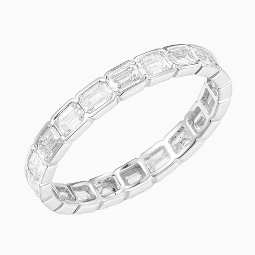 1.64ctw Horizontal Emerald Lab Grown Diamond Eternity Ring in 14k White Gold