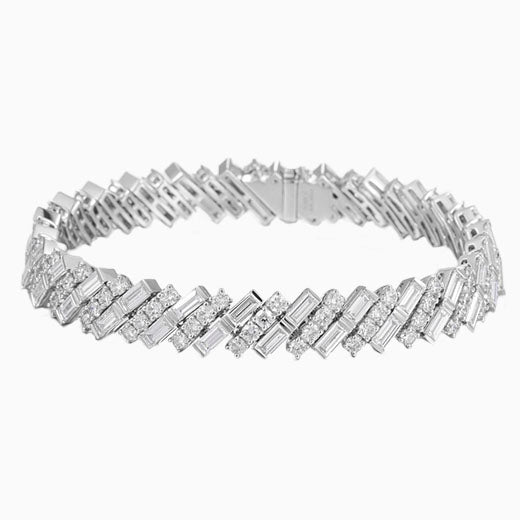 10.18 ct.tw Round & Baguette Lab Grown Diamond Tennis Bracelet  6-7.5 Inch in Platinum