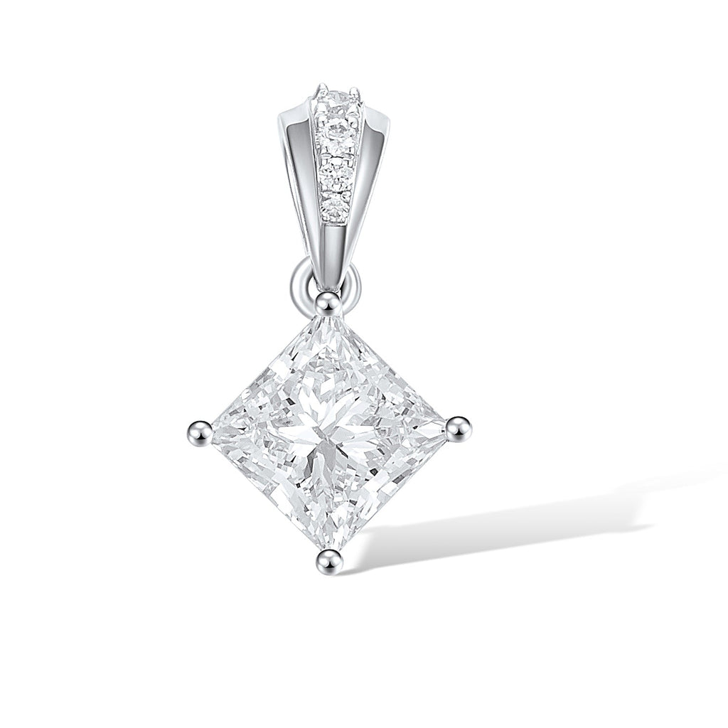Timeless elegance meets modern simplicity with this solitaire pendant showcasing a lab-grown princess-cut diamond. Set in your choice of 14K White, Yellow, or Rose Gold, this design makes a refined statement whether layered or worn alone.