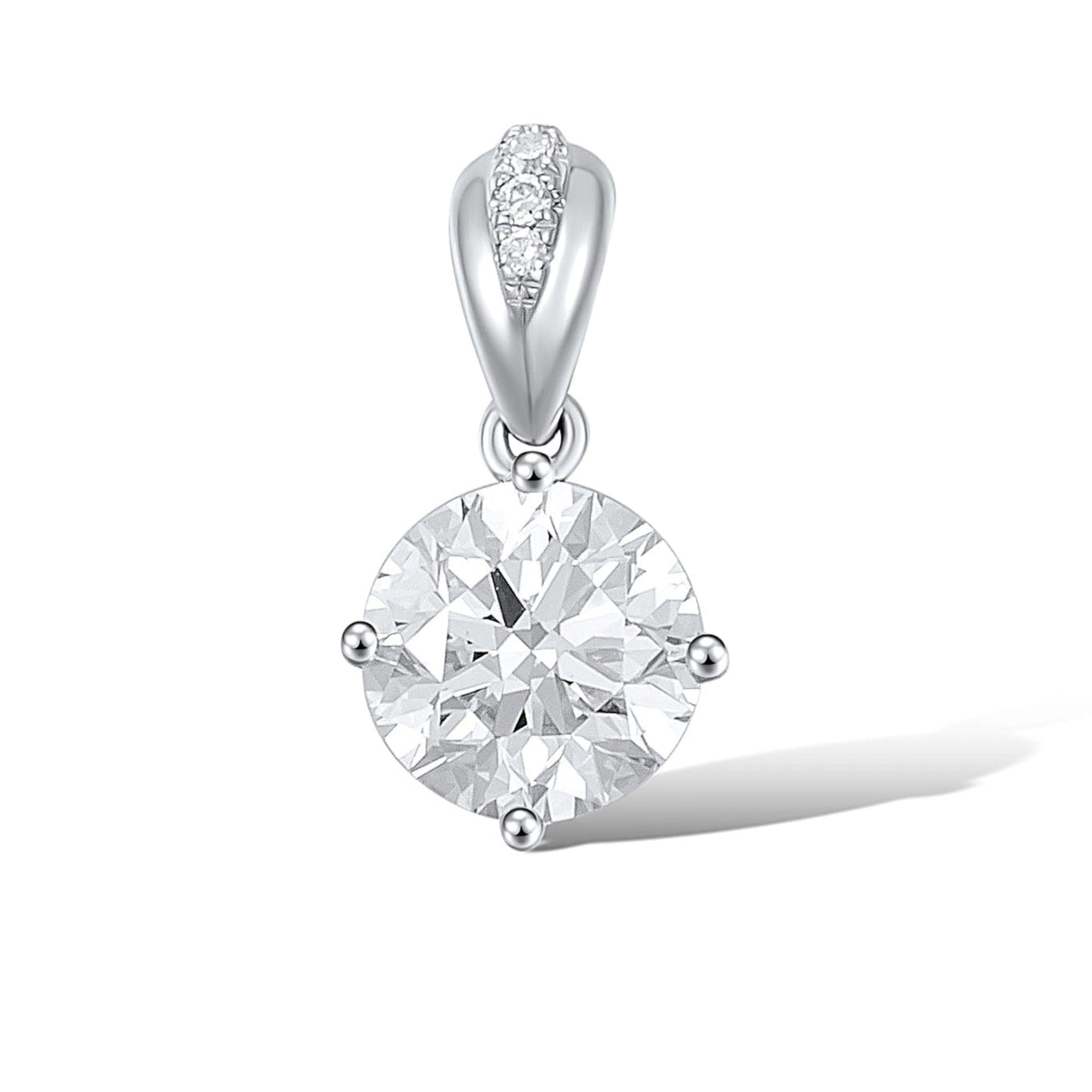 IGI Certified 1 Carat Round Solitaire Lab Grown White Diamond Classic Four Prong Pendant Necklace for Women in 14K Solid Gold
