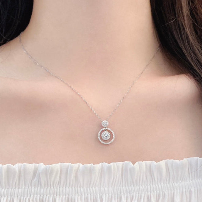 0.70ct Lab Grown Diamond Double Round Lab Grown Diamond Necklace in Platinum