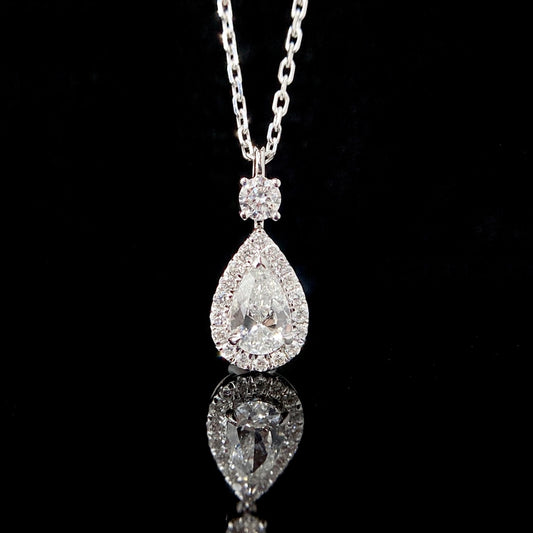 0.47ct Pear Halo Lab Grown Diamond Necklace in 14K Gold