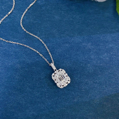 Emerald Halo Lab Grown Diamond Necklace