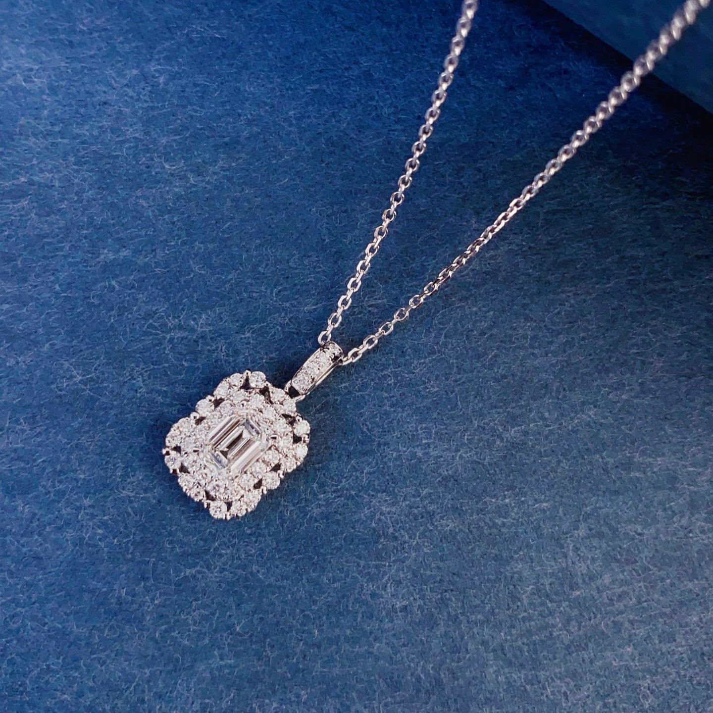 Emerald Halo Lab Grown Diamond Necklace