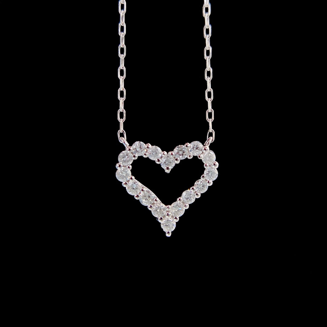 1.00ct Open Heart Lab Grown Diamond Necklace in 14K Gold