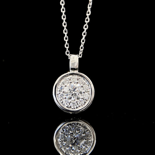 Round Halo Lab Grown Diamond Pendant Necklace