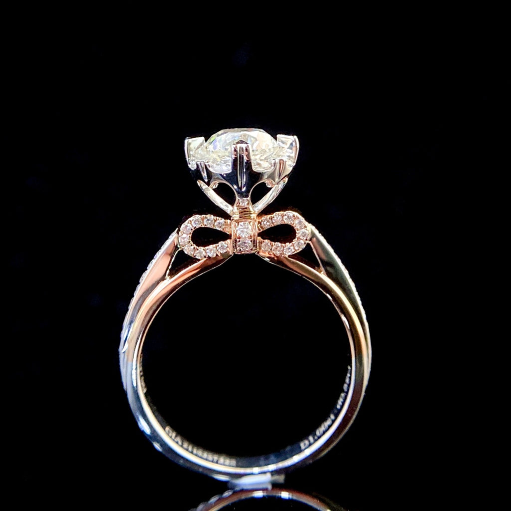 1 ct Round Ribbon Swirl Lab Grown Diamond Engagement Ring in 14k White Gold