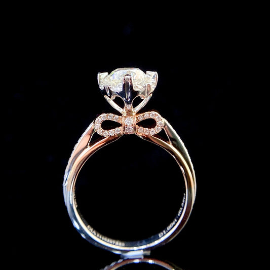 1 ct Round Ribbon Swirl Lab Grown Diamond Engagement Ring in 14k White Gold