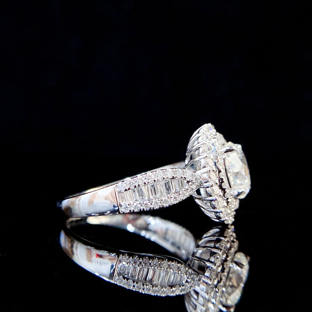 1 ct Dual Halo Oval Lab Grown Diamond Engagement Ring in 14k White Gold