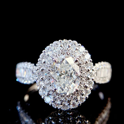 1 ct Dual Halo Oval Lab Grown Diamond Engagement Ring in 14k White Gold