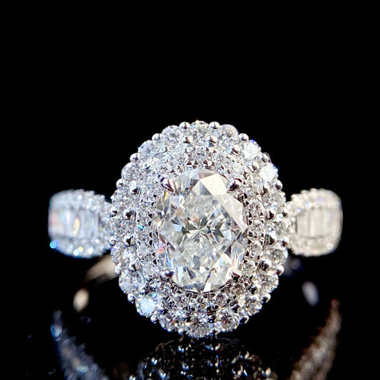 1 ct Dual Halo Oval Lab Grown Diamond Engagement Ring in 14k White Gold