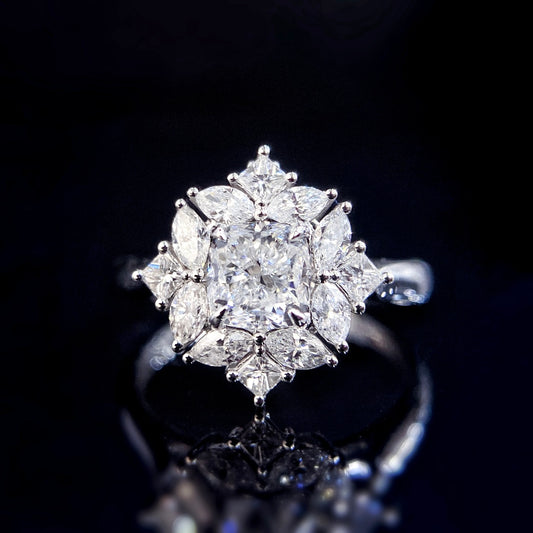 Cushion Convertible Lab Grown Diamond RING/NECKLACE in 14K White Gold
