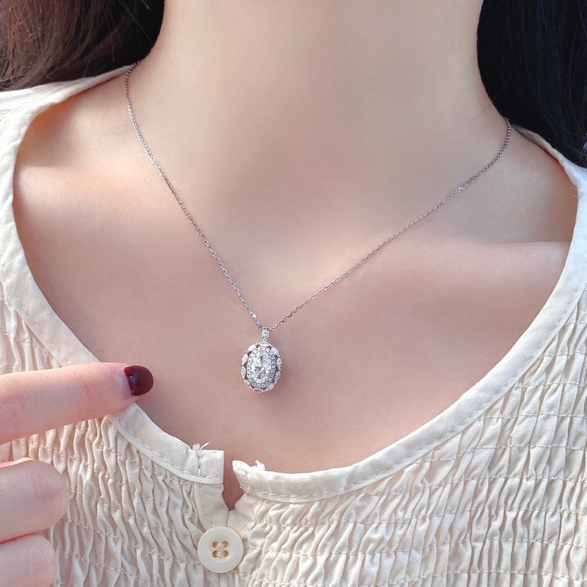 Vintage Oval Convertible Lab Grown Diamond Ring & Necklace