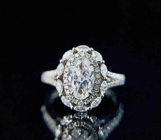 Vintage Oval Convertible Lab Grown Diamond Ring & Necklace