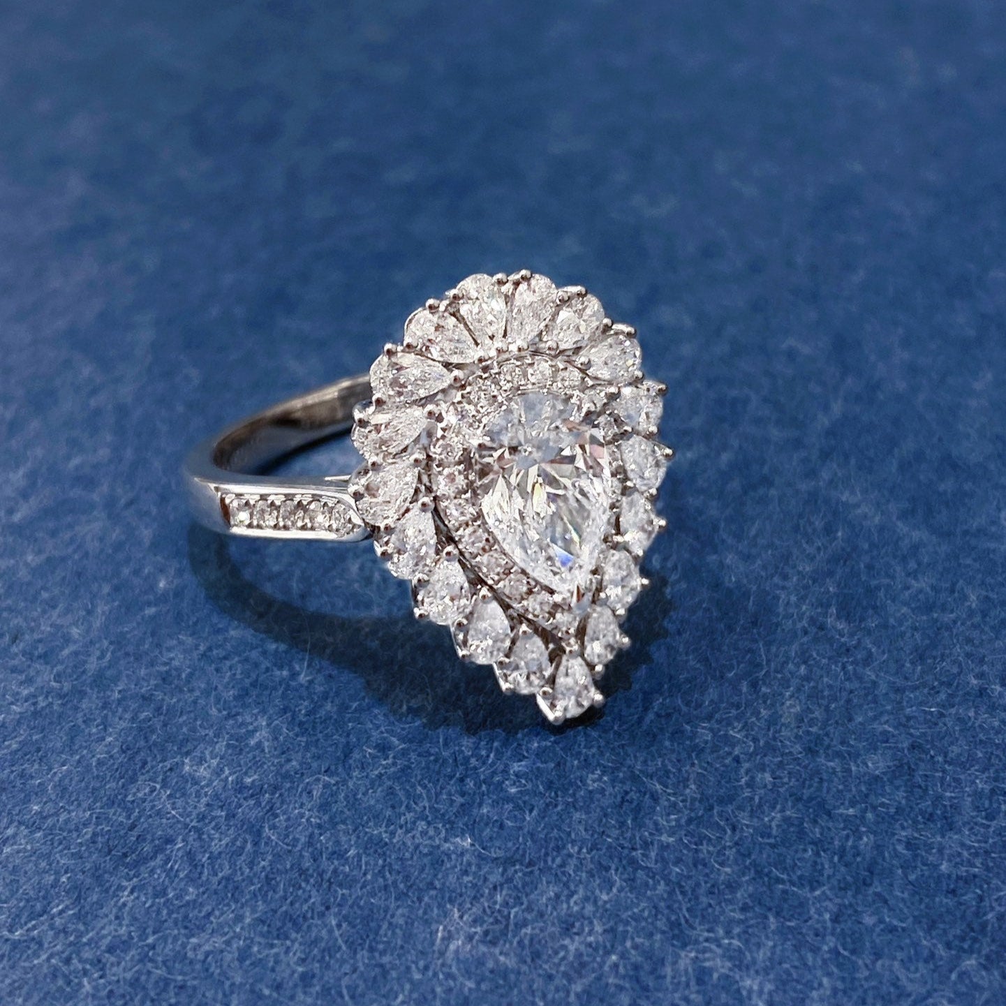 Fancy Halo Pear Convertible Lab Grown Diamond Necklace↔Ring