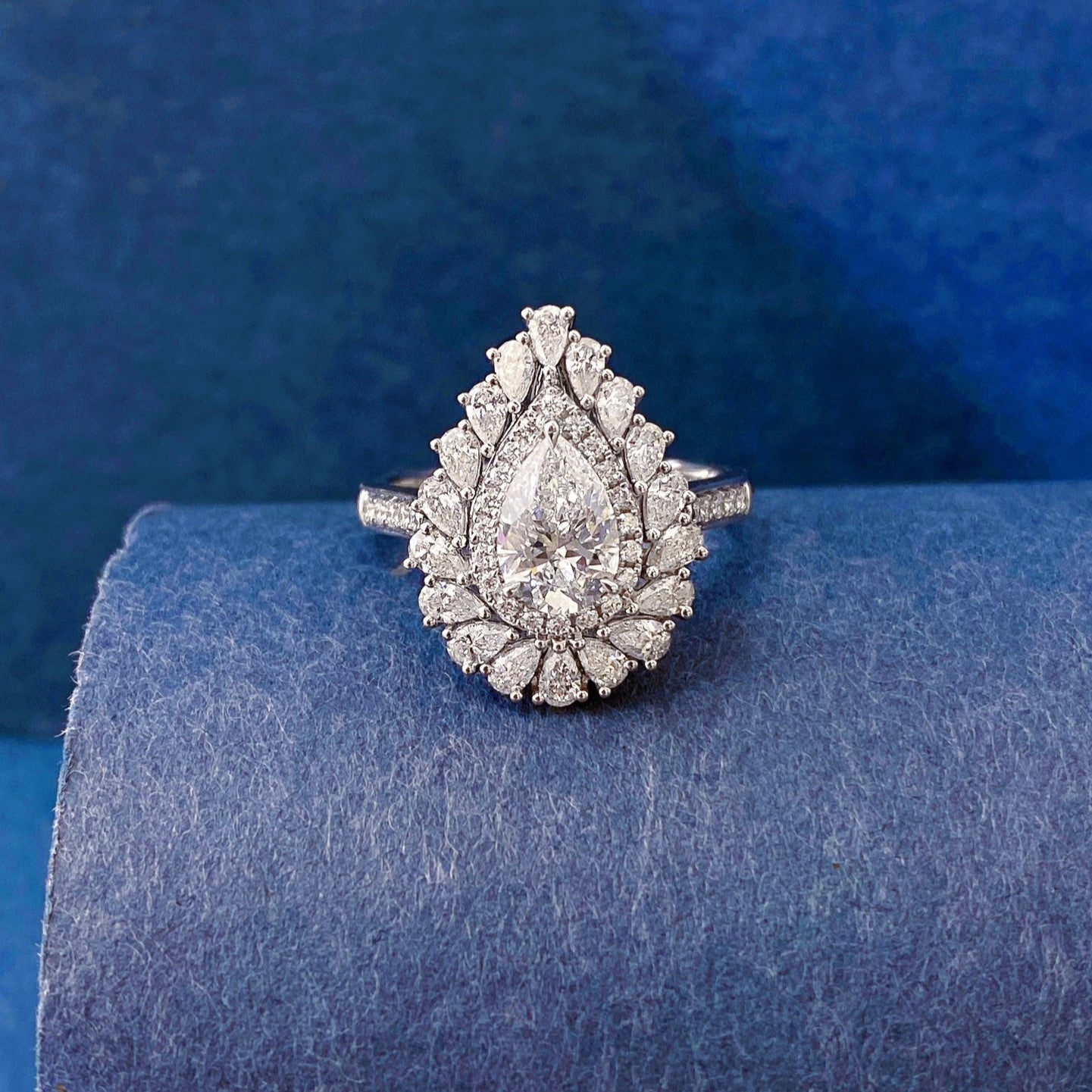 Fancy Halo Pear Convertible Lab Grown Diamond Necklace↔Ring