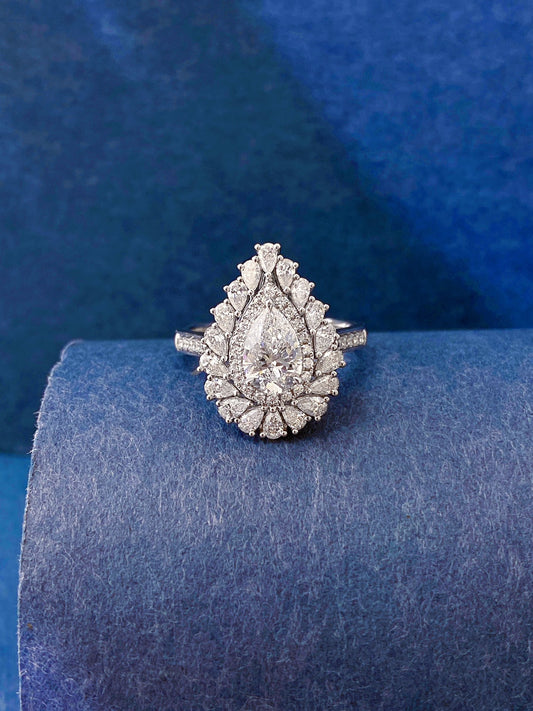 Fancy Halo Pear Convertible Lab Grown Diamond Necklace↔Ring