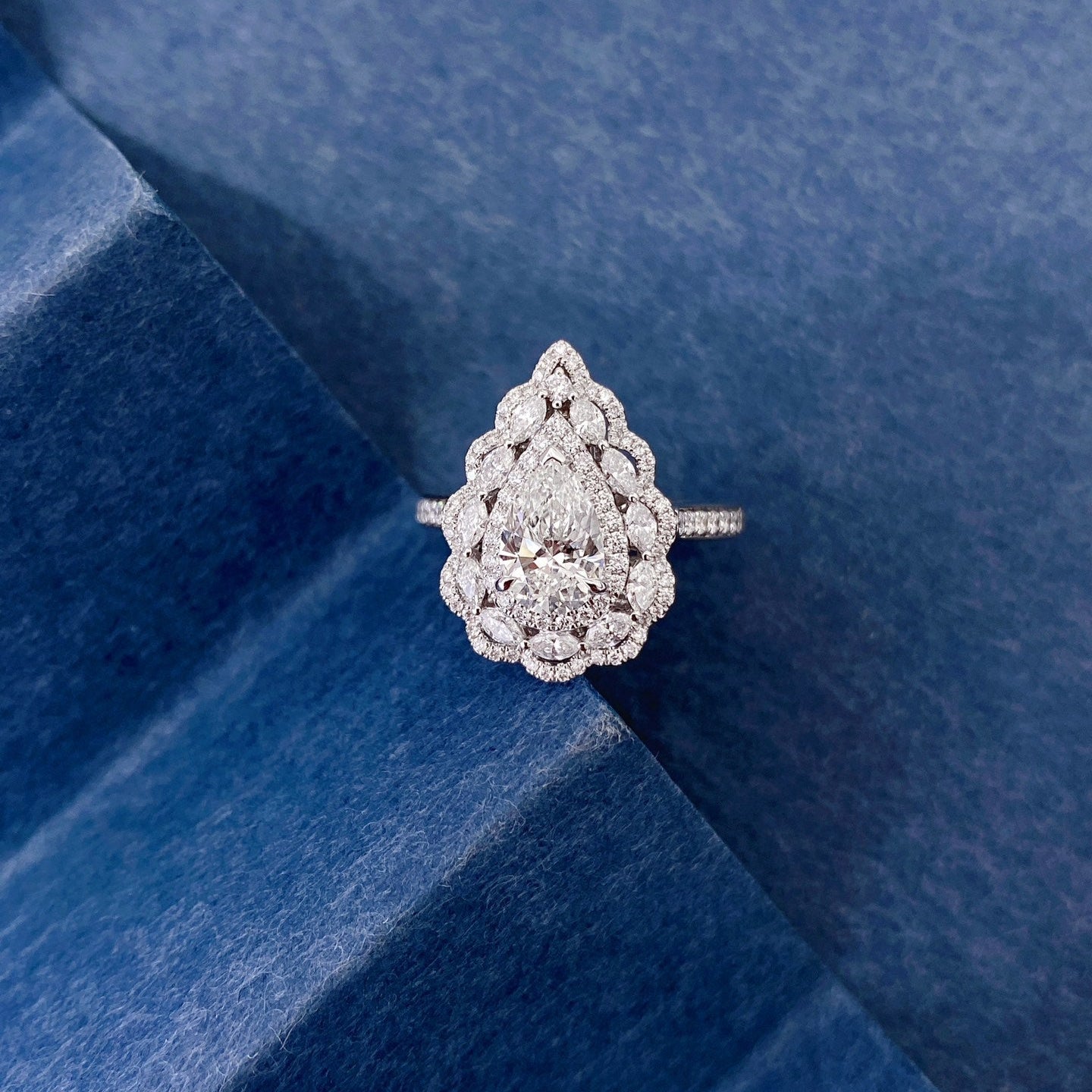 Fancy Pear Convertible Lab Grown Diamond Necklace↔Ring in 14k White Gold
