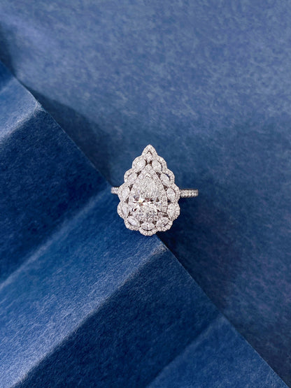 Fancy Pear Convertible Lab Grown Diamond Necklace↔Ring