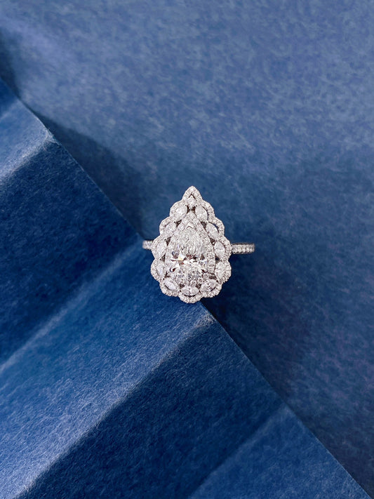 Fancy Pear Convertible Lab Grown Diamond Necklace↔Ring