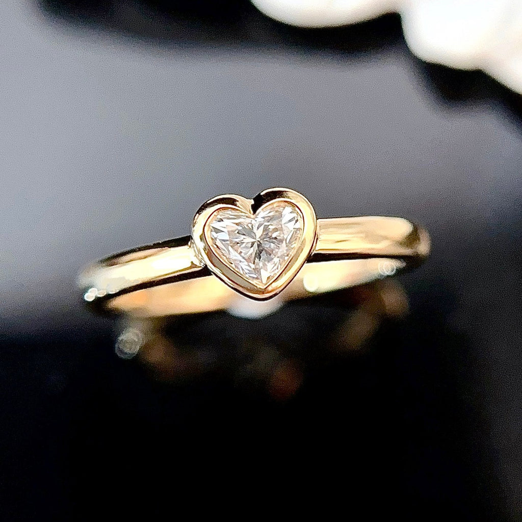 Bezel Heart Lab Grown Diamond Ring in 14K Yellow Gold
