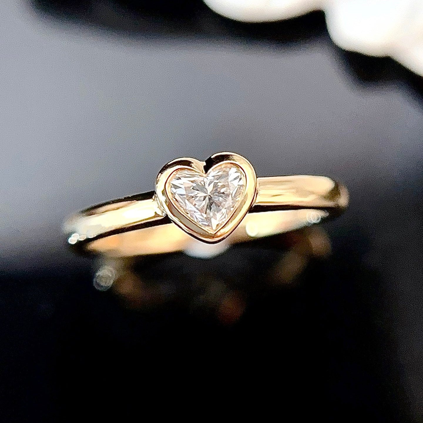Bezel Heart Lab Grown Diamond Ring in 14K Yellow Gold