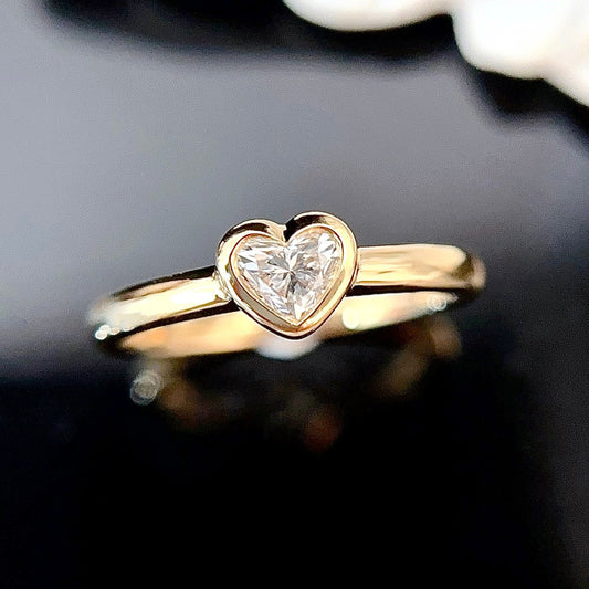 Bezel Heart Lab Grown Diamond Ring in 14K Yellow Gold