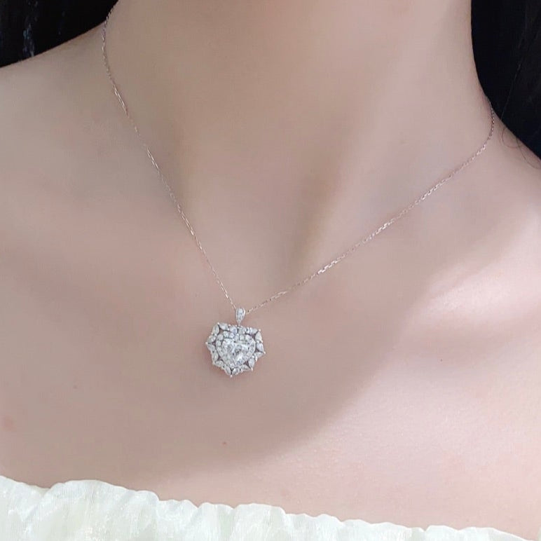 Convertible Bloom Heart Lab Grown Diamond Necklace↔Ring in 14k White Gold