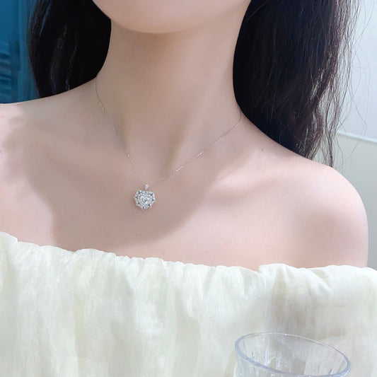 Convertible Bloom Heart Lab Grown Diamond Necklace↔Ring in 14k White Gold