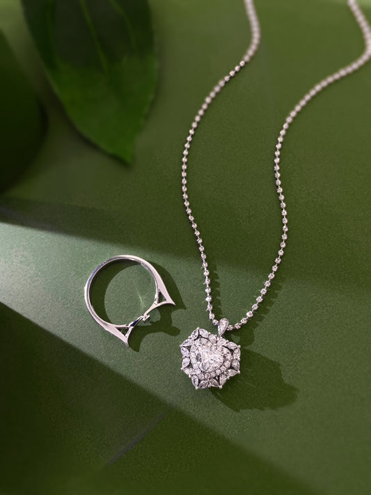Convertible Bloom Heart Lab Grown Diamond Necklace↔Ring