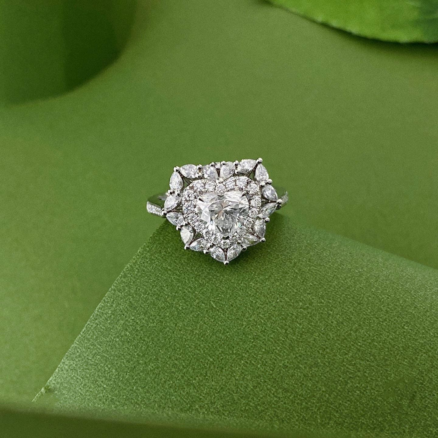Convertible Bloom Heart Lab Grown Diamond Necklace↔Ring in 14k White Gold