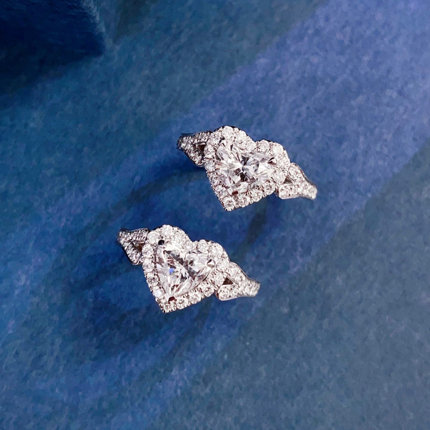 Heart Halo Split Shank Lab Grown Diamond Engagement Ring in 14k White Gold