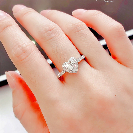 Heart Halo Lab Grown Diamond Engagement Ring in 14K White Gold